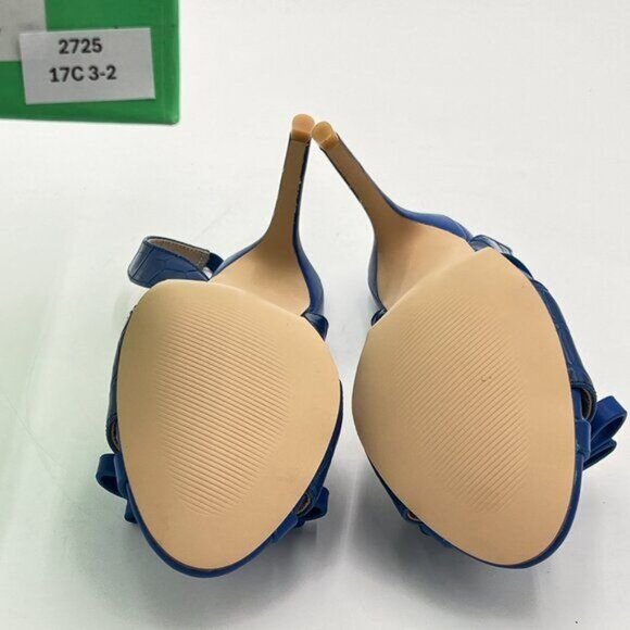 Blue Women Open Toe Bow Sandals High Heel Slingbacks Braid Ball Dance Party Shoe - Picture 6 of 7